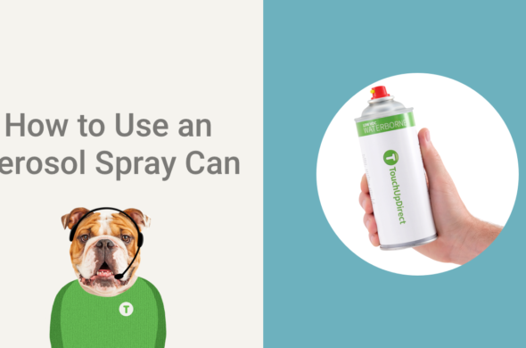 A graphic of a dog and a text that says "how to use aerosol spray can"