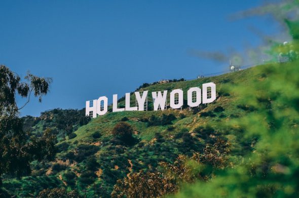 The famous hollywood sign located in the mountain